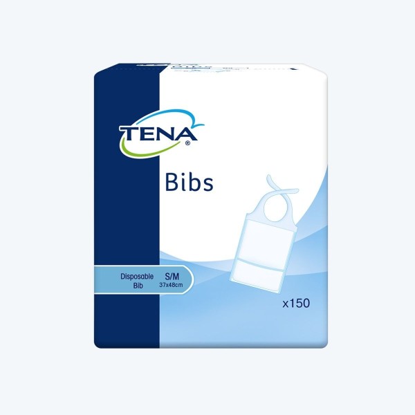 Paquet de 150 bavoirs Tena Bib taille S/M Paquet de 150 bavoirs Tena Bib taille S/M