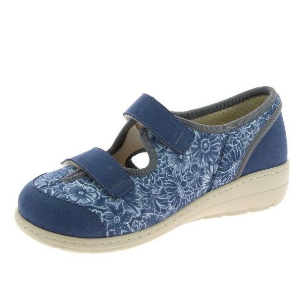 Sandales orthopédiques chut Genny bleu vue de côté PODOWELL Sandales orthopédiques chut Genny bleu vue de côté PODOWELL