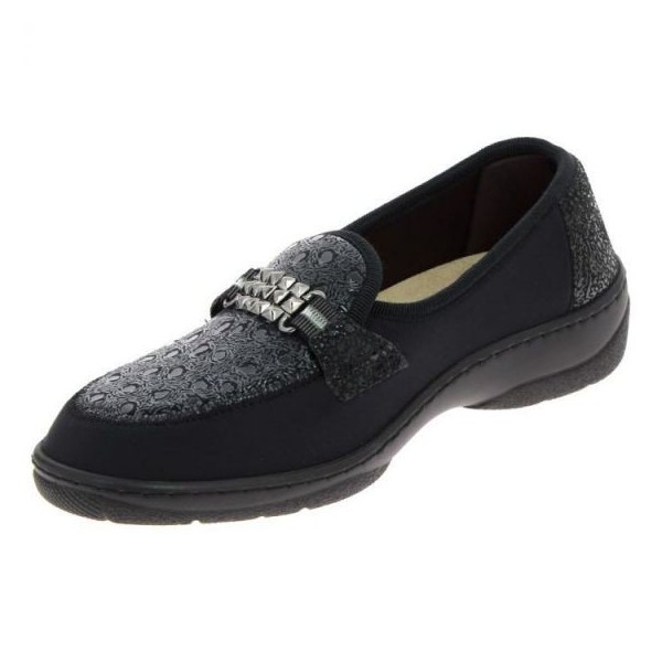 Mocassins orthopédiques Chut Magik noir vue de côté PODOWELL Mocassins orthopédiques Chut Magik noir vue de côté PODOWELL