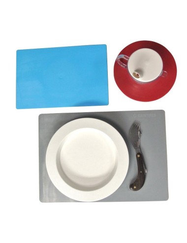 Set de repas antidérapant Ergo Rouge, Gris, Bleu