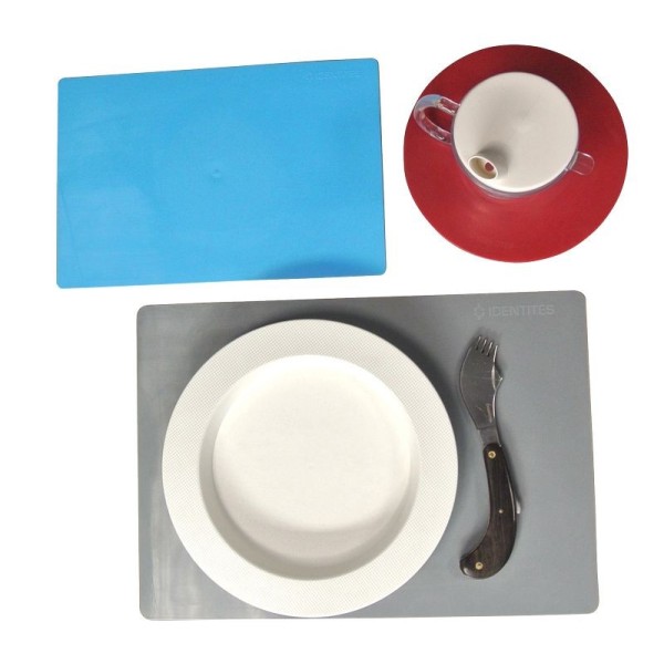 Set de repas antidérapant Ergo Rouge, Gris, Bleu Set de repas antidérapant Ergo Rouge, Gris, Bleu