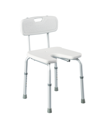Chaise de douche avec découpe à hauteur réglable