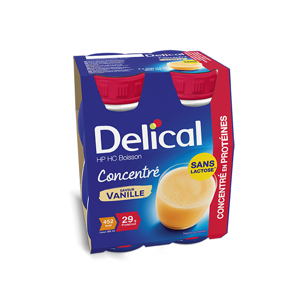 boisson vanille denutrition delical concentré HP HC sans lactose sans gluten