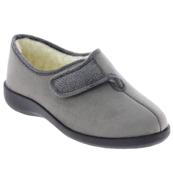 Chausson de maison femme TOTIE gris taupe vue de côté PODOWELL Chausson de maison femme TOTIE gris taupe vue de côté PODOWELL