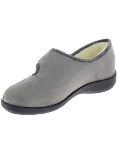 Chausson de maison femme TOTIE gris taupe vue de côté PODOWELL