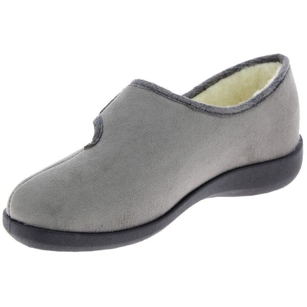 Chausson de maison femme TOTIE gris taupe vue de côté PODOWELL