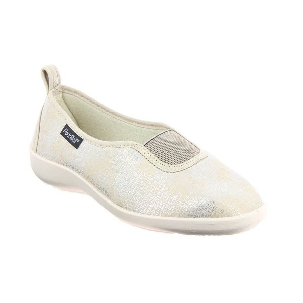 Ballerines en tissu femme TAISSY beige vue de côté PODOWELL