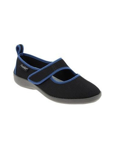 Ballerines en tissu femme TARNOS Stretch noir vue de côté PODOWELL