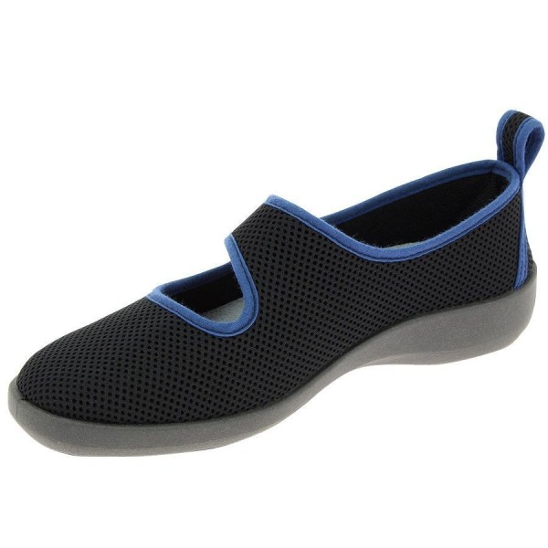 Ballerines en tissu femme TARNOS Stretch noir vue de côté PODOWELL