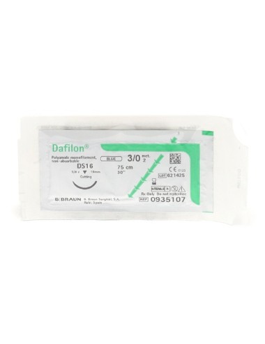 Fil de suture non résorbable DAFILON Bleu (3/0) 75 cm x DS 16 mm B.BRAUN