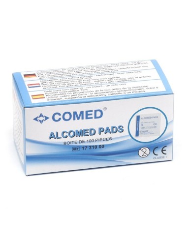 Boîte de 100 tampons imprégnés d'alcool à 70° COMED