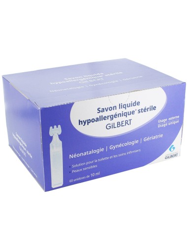 Boîte de 60 savons liquides hypoallergéniques 10 ml GILBERT HEALTHCARE
