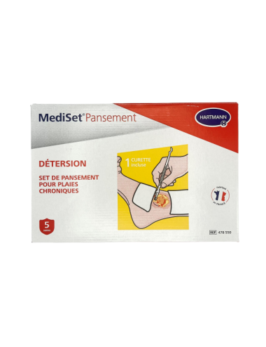 MEDISET PANSEMENT DETERSION +  1 champ absorbant imperméable + 2 pinces anatomiques + 10 compresses de gaze Hartmann