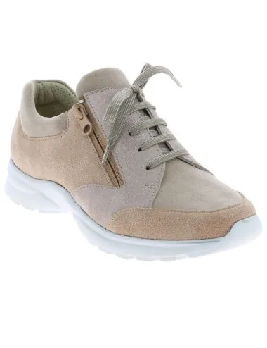 Chaussures orthopédiques à lacet et zip CHUT Marta poudre vue de côté PODOWELL