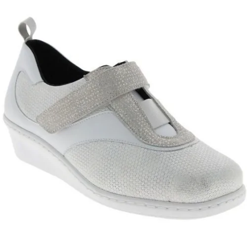 Chaussures de ville chut Sarita blanc vue de côté PODOWELL