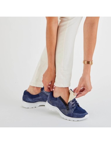 Chaussures orthopédiques à lacet et zip CHUT Marta bleu vue de côté PODOWELL