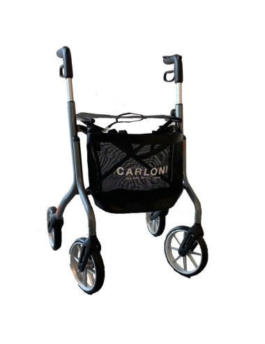 Rollator quatre roues Let's Move gris avec sac de course Mobio