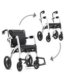 ROLLATOR Convertible en FAUTEUIL ROULANT ROLLZ MOTION blanc Mobio
