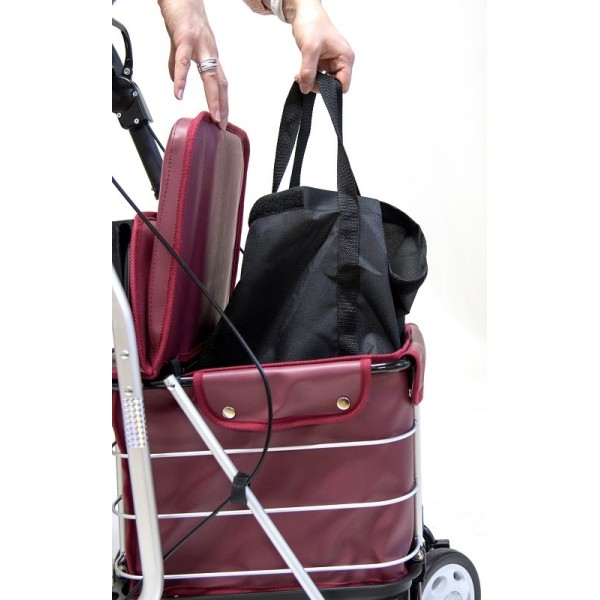 CADDIE DE COURSES ROLLATOR PLIANT AVEC SAC CARLETT LETT800 ROUGE MOBIO