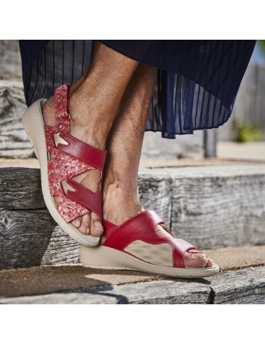 Sandales orthopédiques femme cuir CHUT GINA Rouge PODOWELL