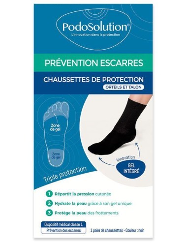 Chaussettes protection orteils et talon noir prévention des escarres PodoSolution PODOWELL