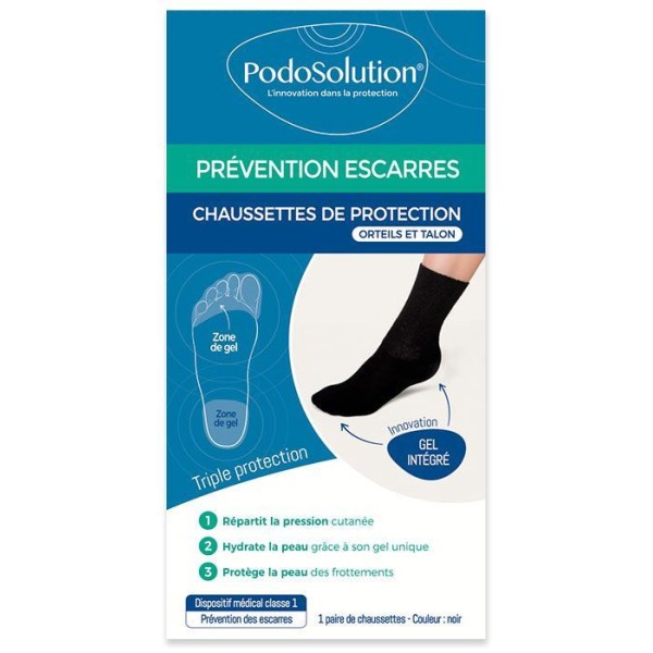 Chaussettes protection orteils et talon noir prévention des escarres PodoSolution PODOWELL
