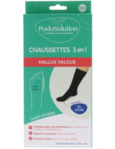 Chaussettes de protection pour Hallux Valgus Noir PodoSolution Podowell