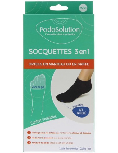Socquettes de protection pour les orteils noir Podosolution Podowell