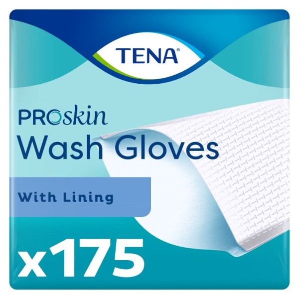 Paquet de 175 gants TENA Wash Gloves plastifiés