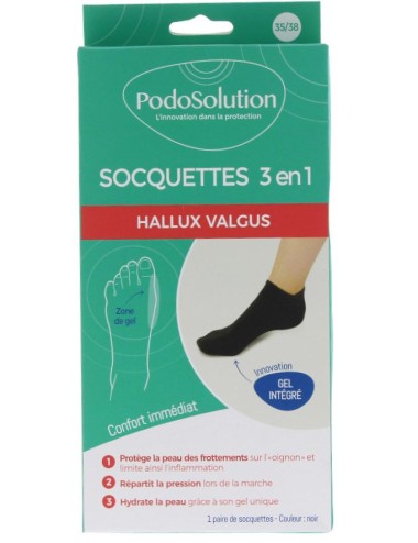 Socquettes de protection pour Hallux Valgus noir Podosolution Podowell