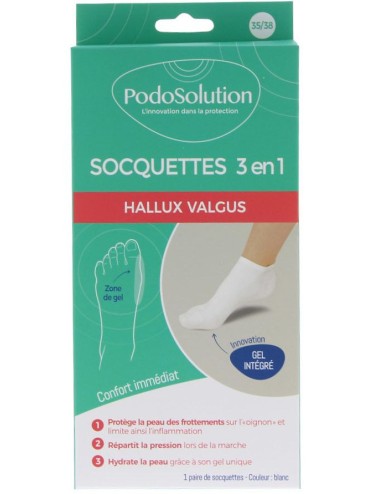Socquettes de protection pour Hallux Valgus blanc Podosolution Podowell
