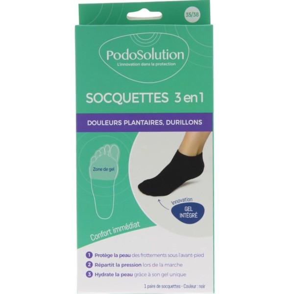 Socquettes protection avant-pied noir Podosolution Podowell