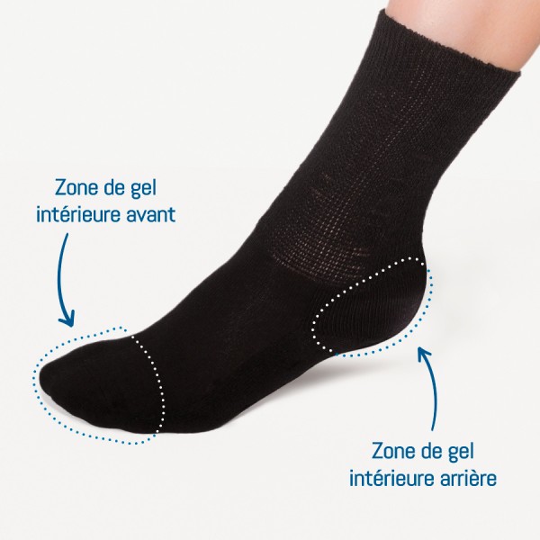 Chaussettes pour pieds diabétiques protection orteils et talon noir Podosolution Podowell