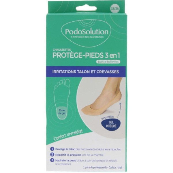 Chaussettes protège pieds talon couleur chair PodoSolution Podowell