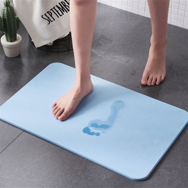 Tapis de bain en diatomite Bleu clair