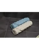 Tapis de bain extra long antidérapant bleu lavande et crème