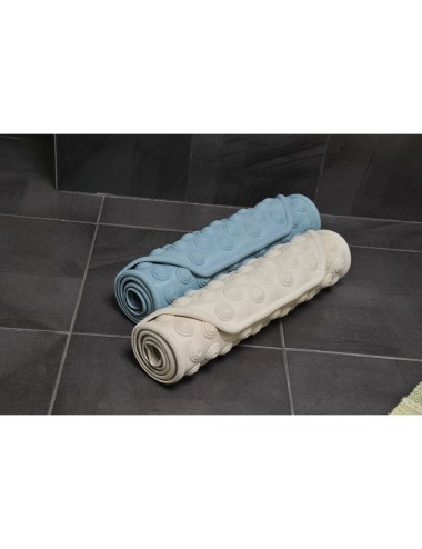 Tapis de bain extra long antidérapant bleu lavande et crème