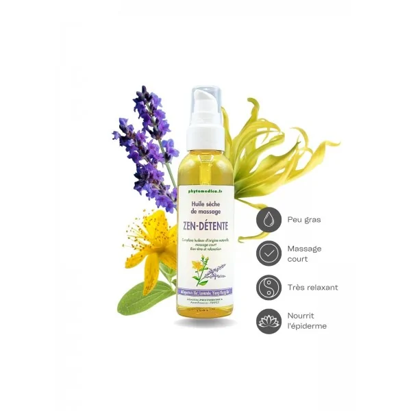 Huile sèche massage Zen Détente 75 ml PHYTOMEDICA Huile sèche massage Zen Détente 75 ml PHYTOMEDICA