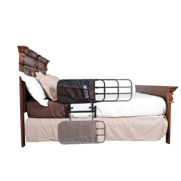 Barrière De Lit Adulte Réglable - Protection Anti-chute Pour Personnes âgées, Avec Tablette Et Sac De Rangement