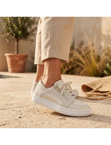 Basket femme BECKY02 ECRU beige PODOWELL