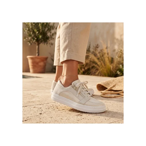 Basket femme BECKY02 ECRU beige PODOWELL