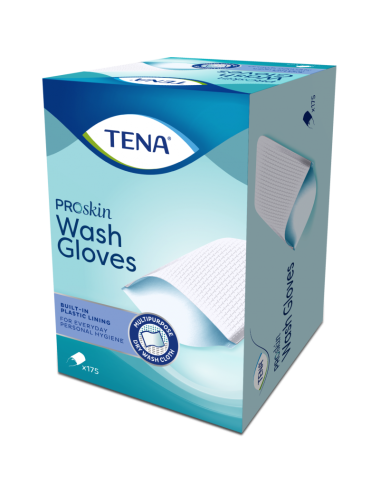 Paquet de 175 TENA Wash Gloves plastifiés